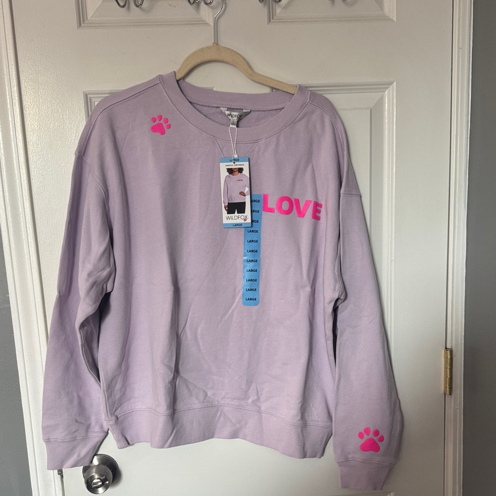 Wildfox Lavender Crewneck with Pink Accents